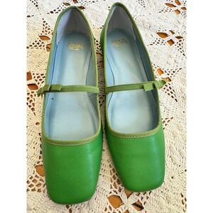 Frances Valentine Jude Green Leather  Ballet Flat Mary Jane Sz  6.5B